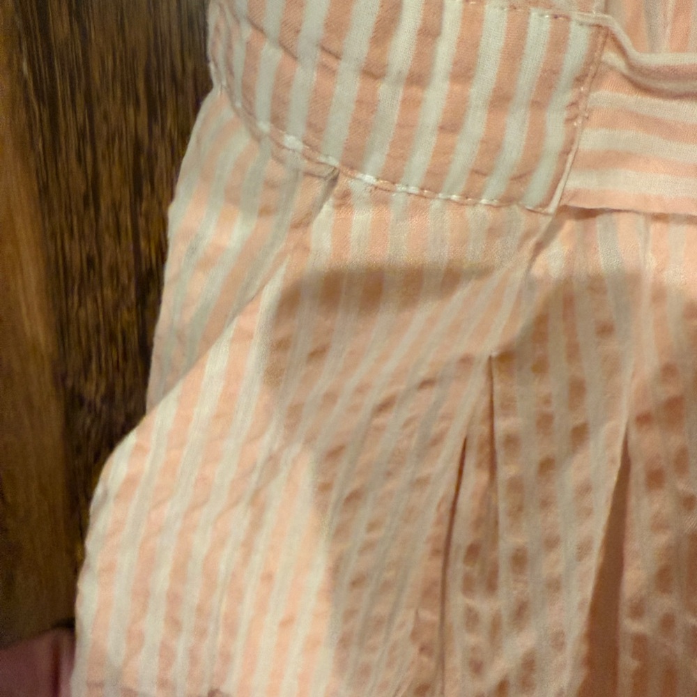 LOFT orange and white Midi Dress with Waist Tie - seersucker - Picture 3 of 4
